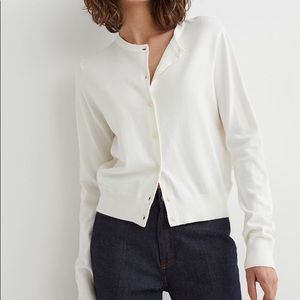 H&M Off-White Cream Basic Cardigan, XL